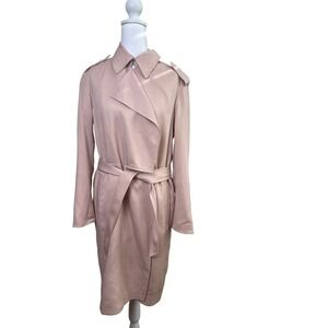 AllSaints Bexley Mac Trench‎ Coat Blush Pink Lyocell Belted Lapel